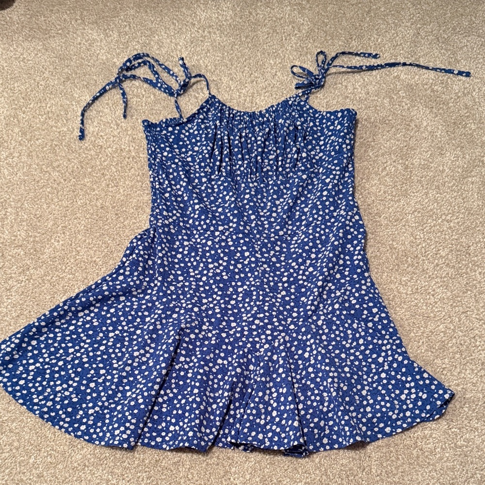 Blue and White Floral Romper